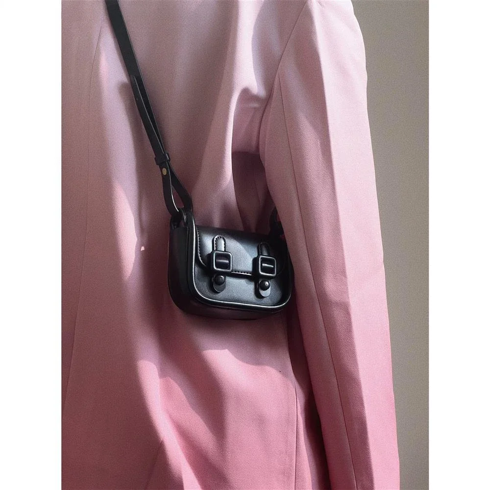 Bags for Women Minortity Designer Pink Solid Color Sweet Hot Crossbody Earphone Lipstick Bags Portable Magnetic Snap PU Square