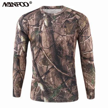 T-shirt da uomo a maniche lunghe primavera autunno T-shirt da caccia mimetica bionica Camicia sportiva traspirante anti-sudore ad asciugatura rapida