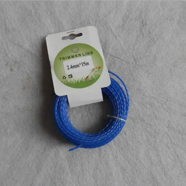 GRASS TRIMMER NYLON LINE 2.4MM /0.095" X 15M 50FT SQUARE TWISTED CARD PREMIUM GRADE STRIMMER HEAD CORD WIRE