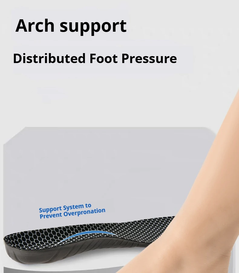 2 Stück/4 Stück Neue Atmungsaktive Anti-Geruchs-Schuheinlagen Schwarze Gewölbestütze Orthopädische Einlegesohle Stoßdämpfende Sport-Einlagen – Detail 4