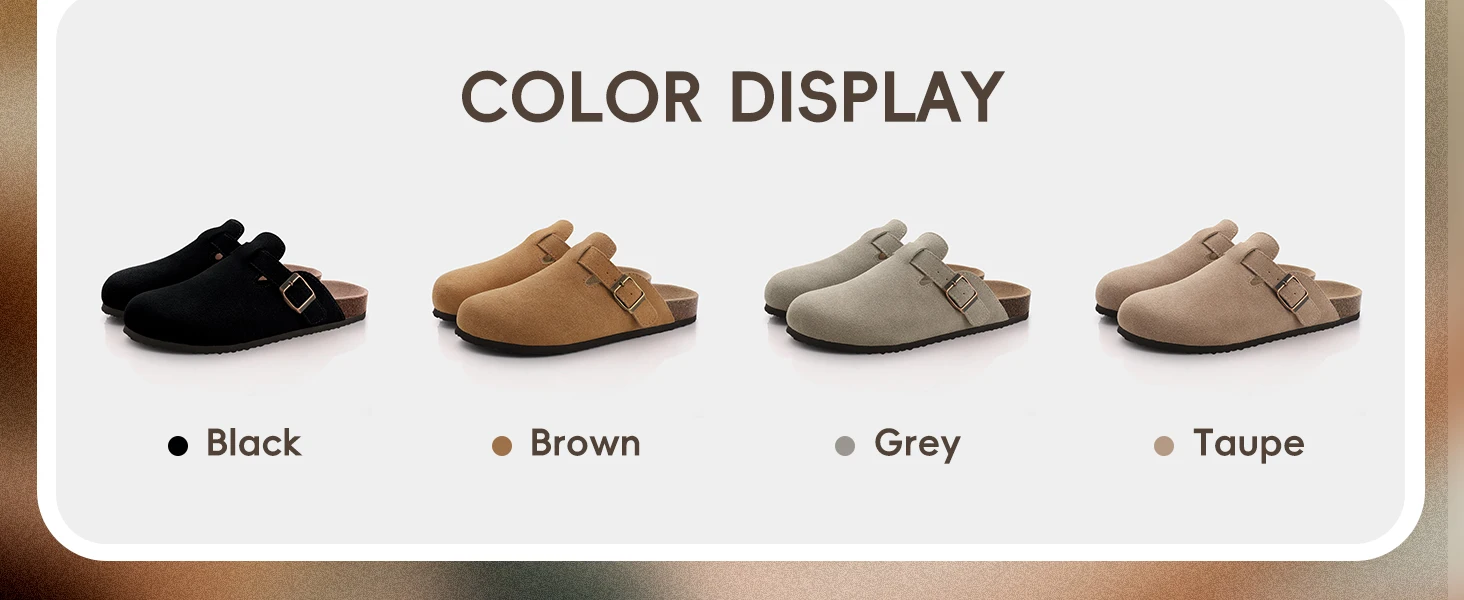 Women's Suede Mules Sandals With Arch Support And Cork Footbed_voghion.com