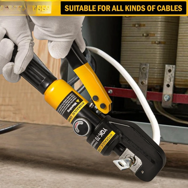 6 Ton Hydraulic Cable Lug Crimper Pliers 12 AWG to 2/0 AWG Hand Operated Hydraulic Crimping Tool Kit Wire Terminal 6