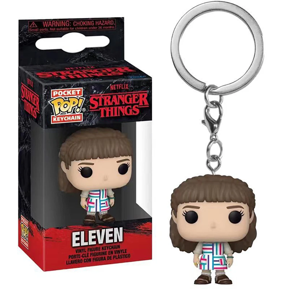 FUNKO Pocket Stranger Things Keychain Funny Dustin Robin Eleven Doll Birthday Collection Keychain Holiday Backpack Pendant Gift 4