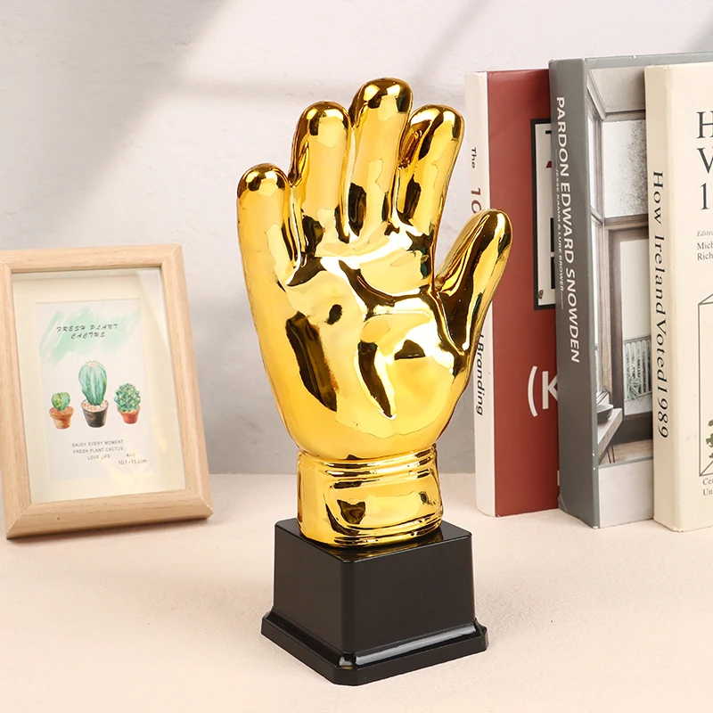 Football Trophy Golden Gloves Goalkeeper Gamesoccer Competition Adult Glove School Kids Awardtrophies Cup