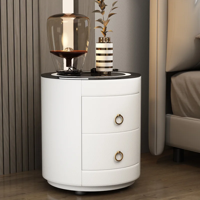 

Dressing Storage Nightstands Mobile Drawer Round Nordic Nightstands White Multifunction Fashion Nachtkastje Room Furniture HY50