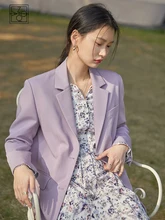 

ZIQIAO Suit Collar Full Regular Sleeve Colorful Blazers Straight Casual Office Lady Solid Single Breasted Midweight Spring Suit