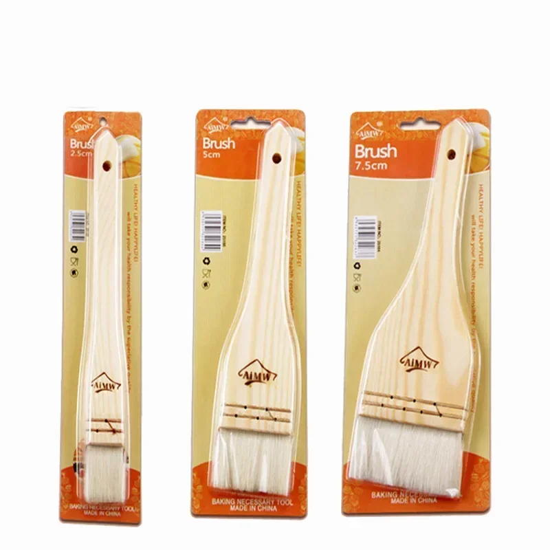 Household Mooncake Pastry Brush Wooden Handle Wool Barbecue Brush Oil Baking Accessories Kitchen Cooking Tools