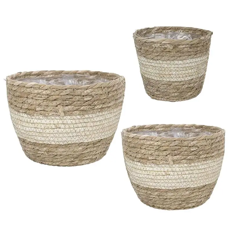 

PCS Woven Flower Pot Cover Durable Natural Flowerpot Planter Storage Basket Storage Basket Garden Home Decoration