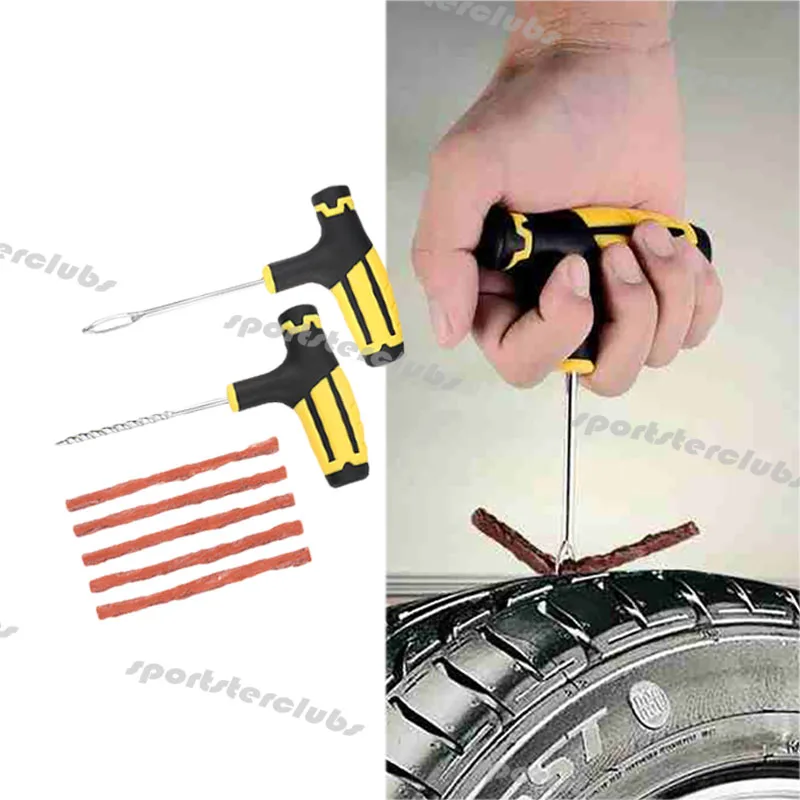 Tire Repair Kit Car Tire Repair Tool Kit DIY Flat Tire Repair Tyre Strips Kit Truck Motorcycle Home Plug Patch Rasper Tool