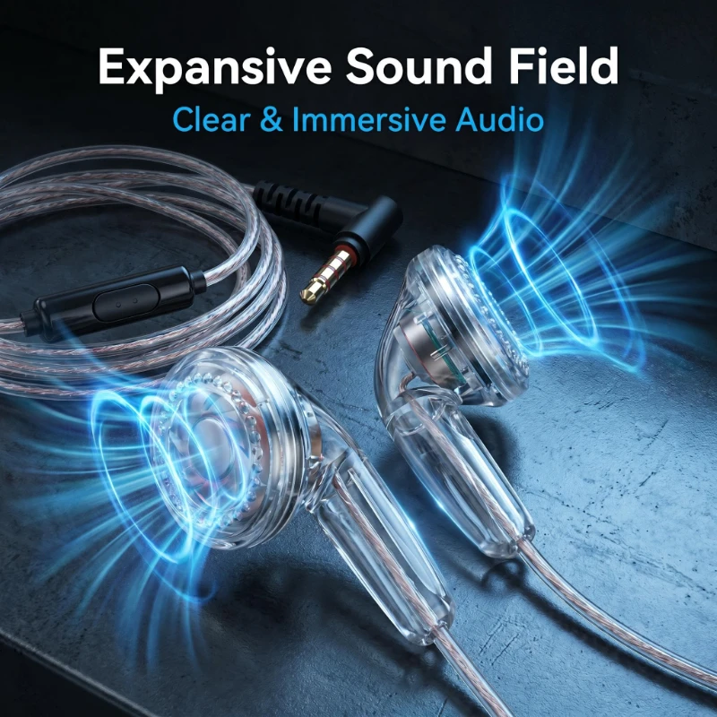 Retro-Style Type-C Wired Earbuds with Braided Cable and Built-In Microphone