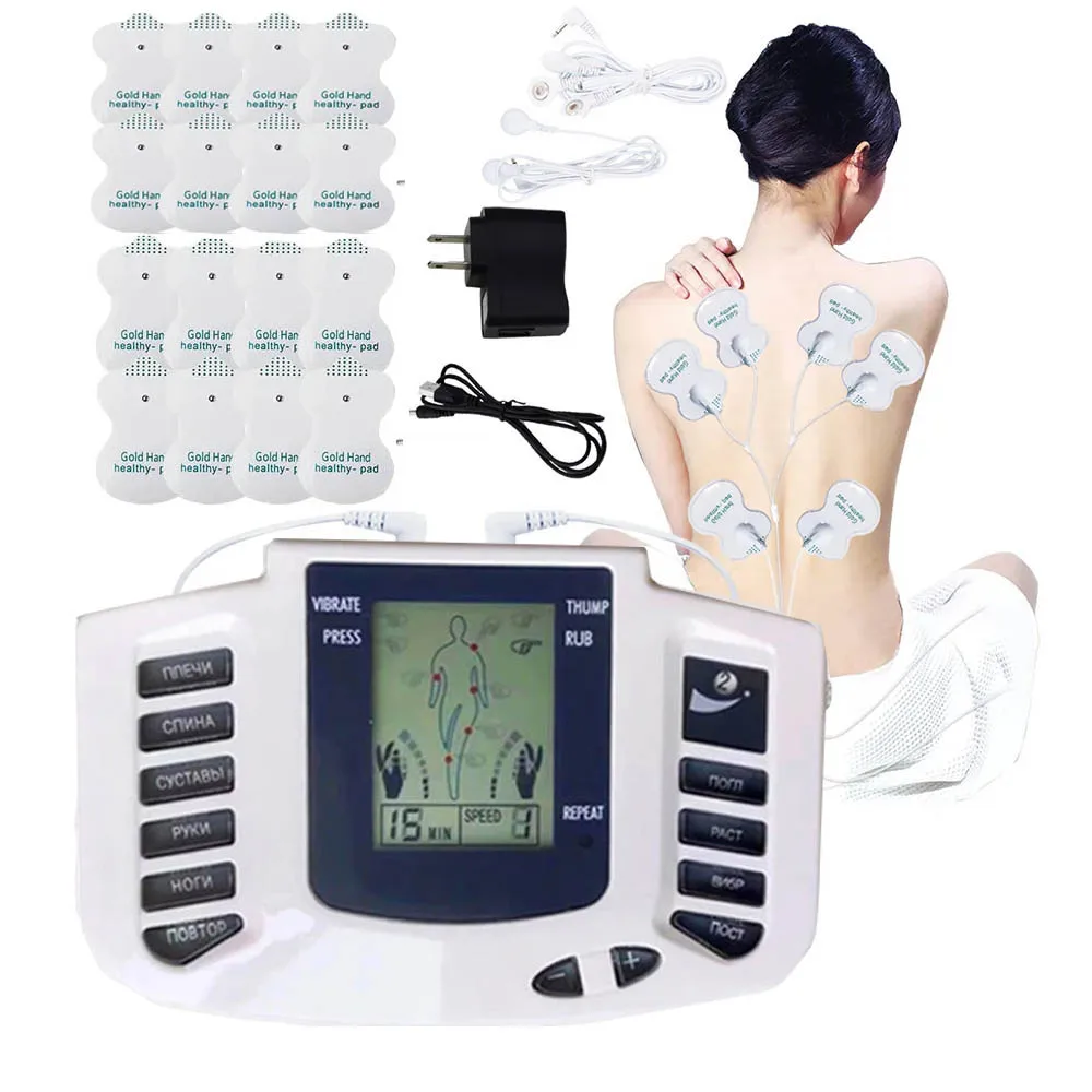 EMS Pulse Neck Muscle Massager Relaxing Stimulator Tens Acupuncture Full Body Slimming Digital Therapy Electrostimulator 16 Pads