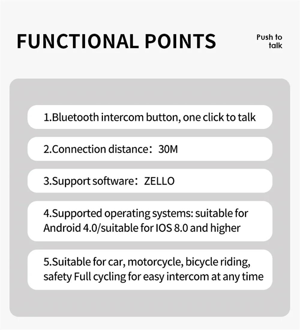 Wireless Bluetooth PTT Walkie Talkie Control Button for ZELLO Microphone Speaker for iOS Android Phone Car Motorcycle Voice CaLL