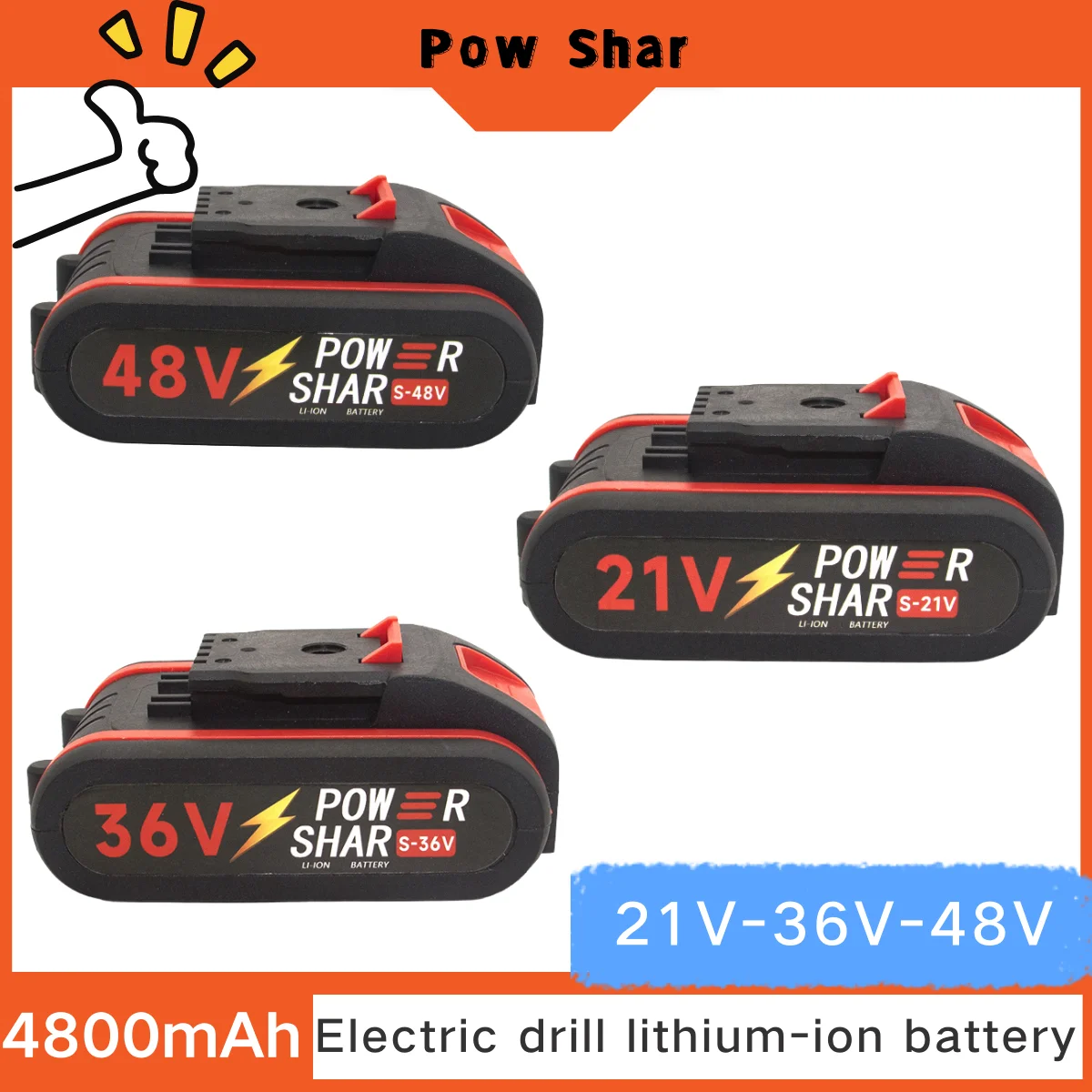 

New 21V 36V 48V 18650 lithium battery 4800mah wireless wrench electric tool battery micro chain saw electric drill, etc