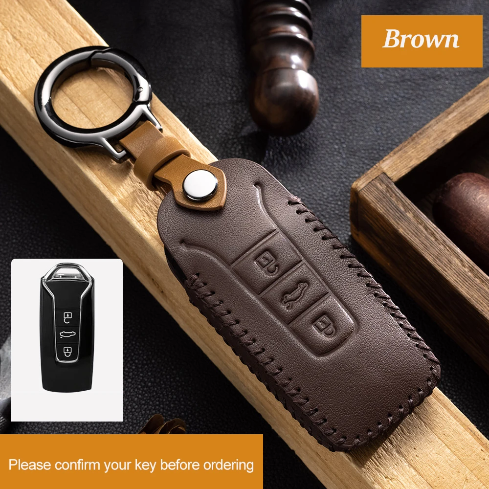 

Genuine Leather Car Key Case Cover Fob Shell for Volkswagen Touareg 2018 2019 2020 2021 2022 Car Accessories