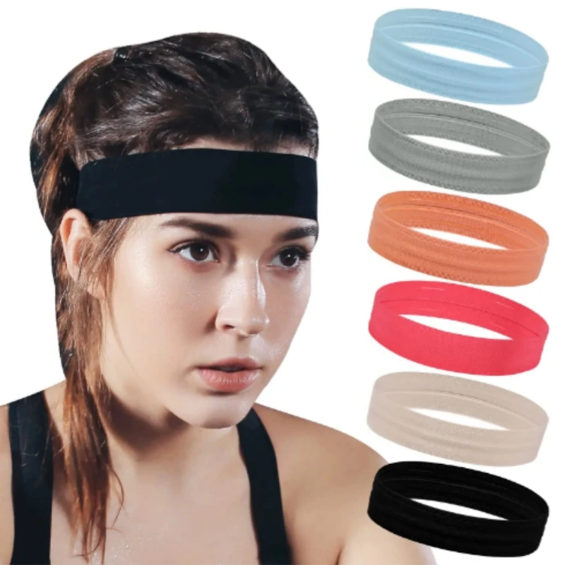 

Outdoor Gym Running Tennis Headwrap Non-Slip Silicone Forehead Protection Headband Breathable Cotton Elastic Hair Band Simple