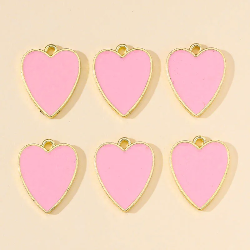 10 Stück 14x17mm 6 Farben Emaille Liebe Herz Charms Anhänger für DIY Schmuckherstellung Ohrringe Armband Halskette Zubehör Zubehör – Detail 5