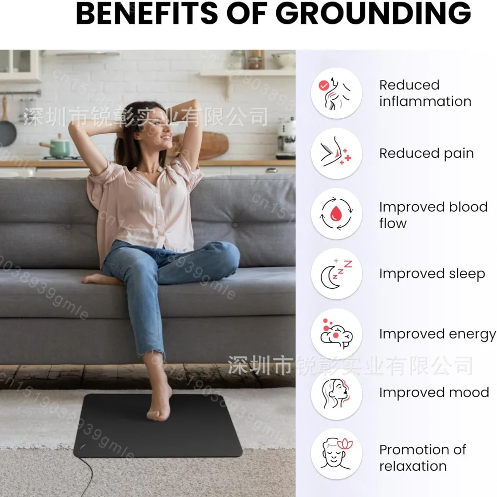 Grounding Mat for Sleep Pain Relief Earthing Therapy Mat Anxiety Relief Inflammation Better Health Grounding Conductive Rug