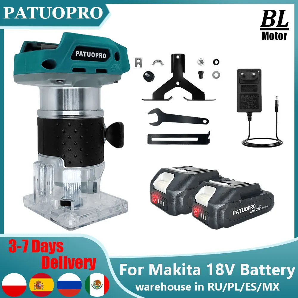 5 Speeds Brushless Electric Trimmer Cordless Wood Router Handheld Woodworking Engraving Slotting Machine for Makita 18V Battery