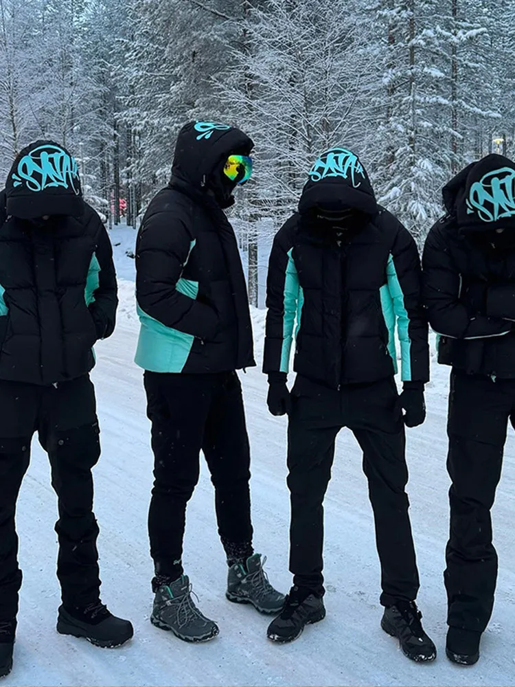 Men's Thicken Down Jacket Y2k Breathable Letter Printed Padded Coat Men Punk Hoodies Jackets Autumn Winter Warm Wadded Clothing down jacket