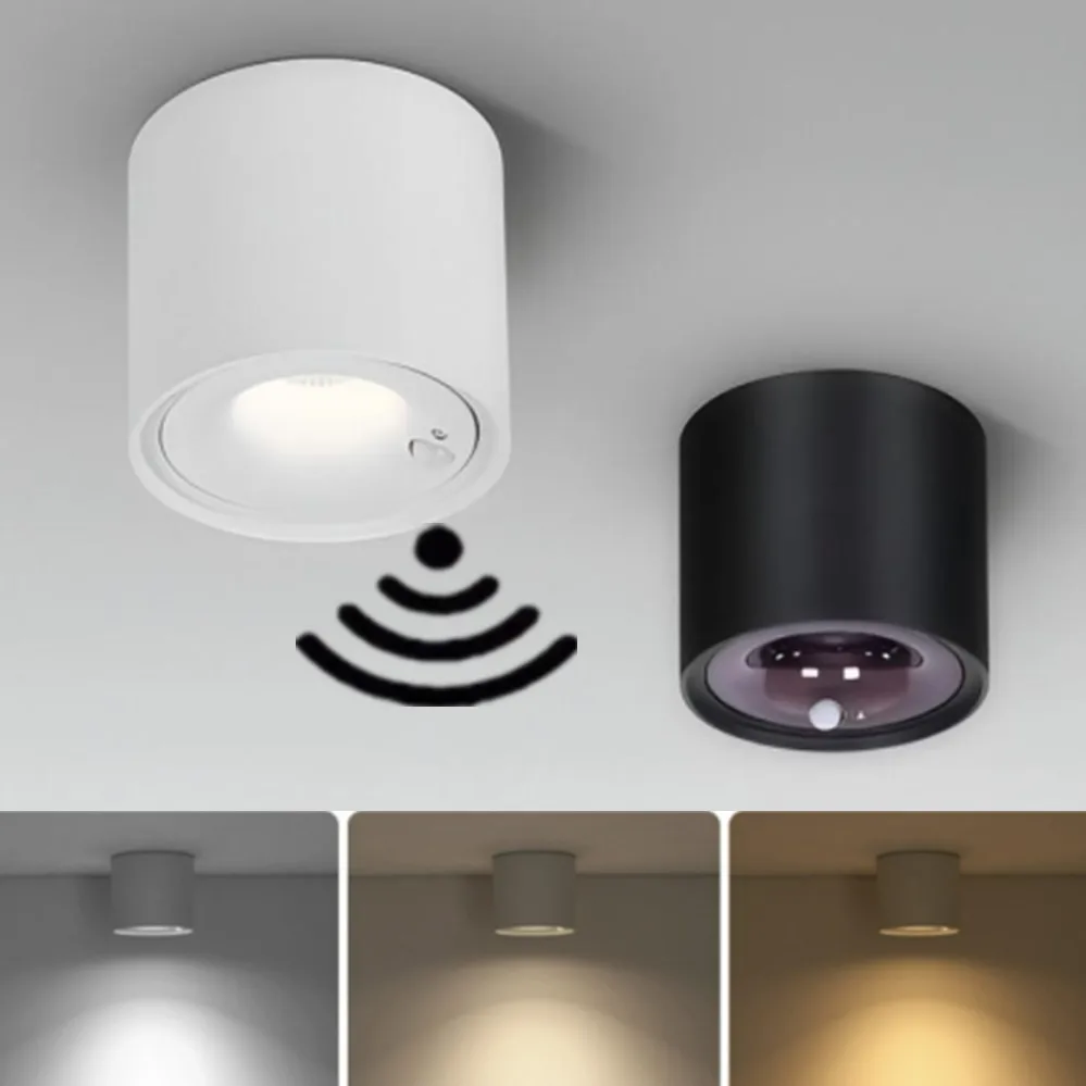 PIR Motion Sensor LED Ceiling Downlight Surface Mounted Anti-Glare Smart Stair Bedroom Home Spot Lighting Fixture Full spectrum