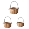 Wedding Woven Storage Basket with Handle and Ribbon Wicker Rattan Flower Basket for Wedding Birthday Party Home Garden Decor 4