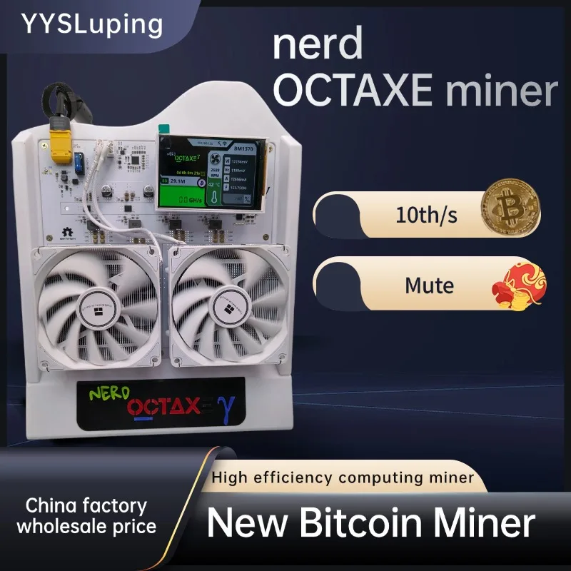 NERD OCTAXE 2025 Bitcoin Miner fron Bitaxe, air cooling 10Th/s computing power white