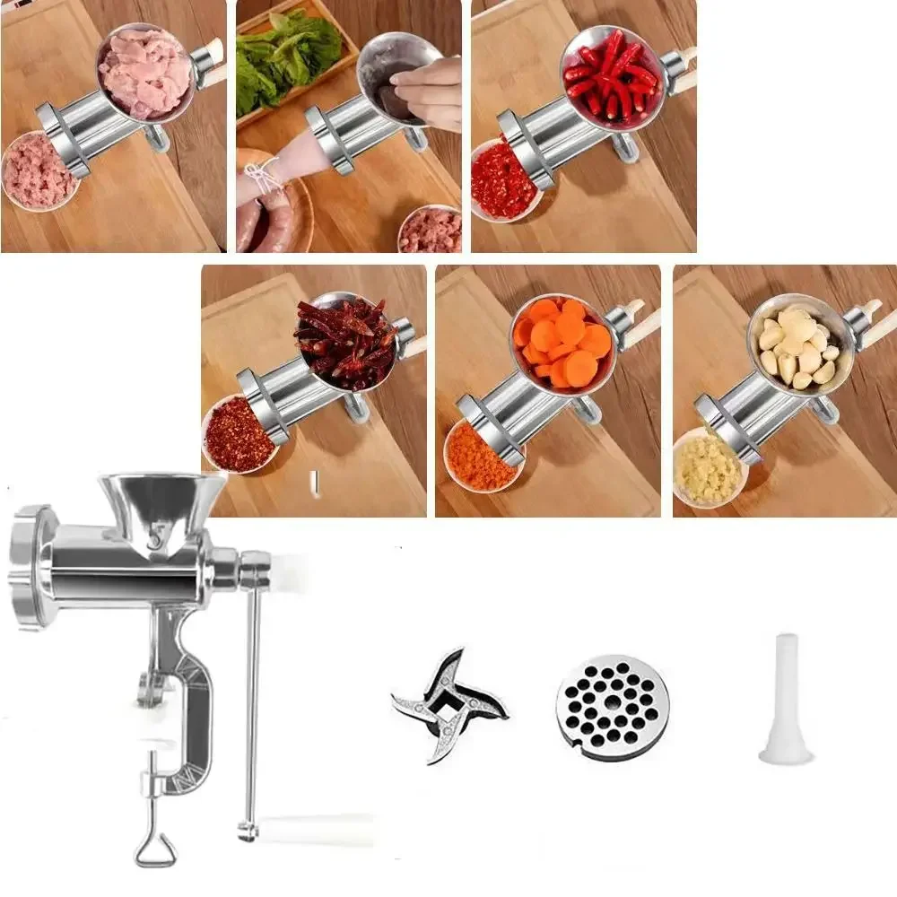 Description Picture 6 of itemAdjustable Heavy Duty Meat Mincer Grinder Hand Operated Manual Kitchen Noodles Grinder Sausage Filler Fruit Beef Pasta Maker