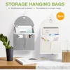 Fabric Hanging Storage Bag for Dormitory Wall Mounted Wall Door Bags Dual-Pocket Side Mesh Organizer Book Magazine Phone Holder 2