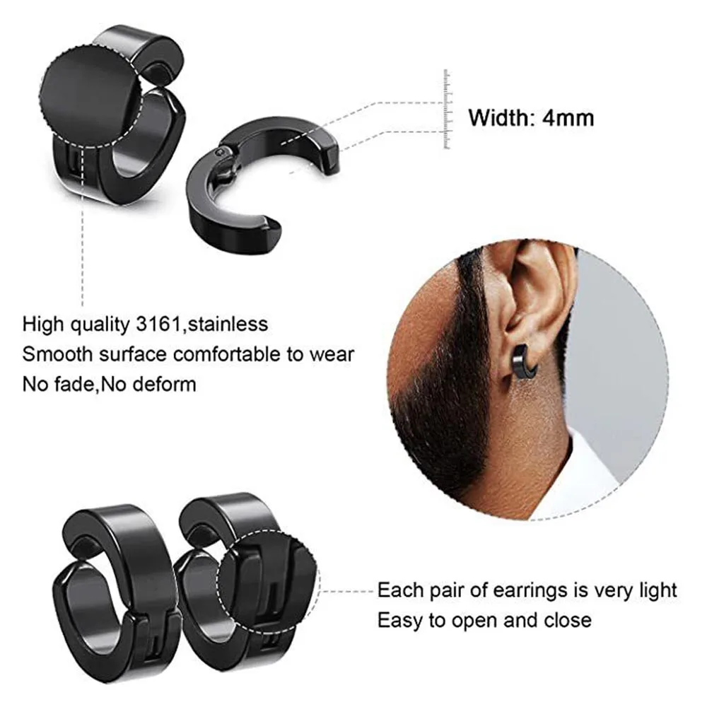 2pcs Punk Mens Strong Magnet Magnetic Ear Stud Set Non Piercing Earrings Fake Cross Earrings Gift For Boyfriend Lover Jewelry