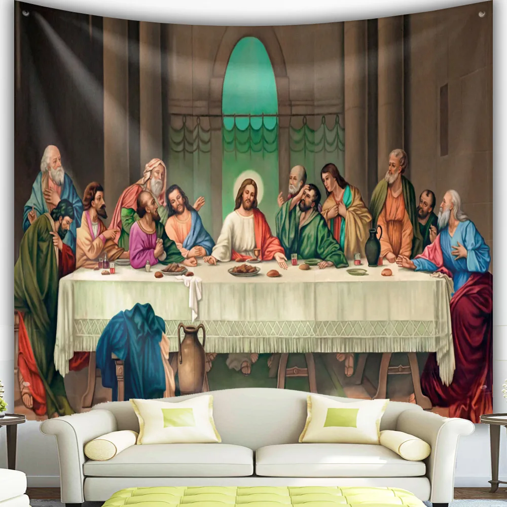 Tapestry Decorations Last Supper Tapestry Christ Jesus Easter Catholic Religion Wall Hanging Room Decor Christmas Decoration Large Fabric Tapestries