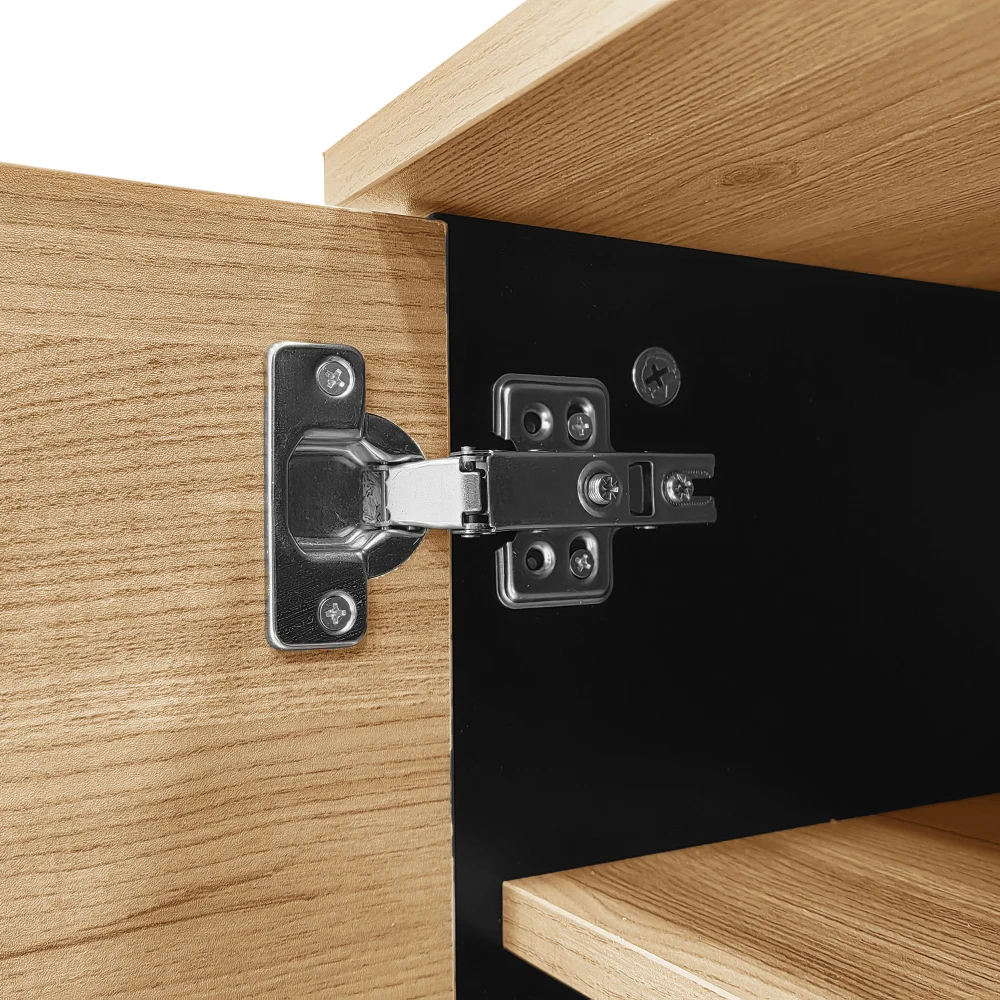 PINGGO 170cm TV-Ständer Holz Schwarz Design Lowboard mit Schubladen Einzigartiger Moderner Aufbewahrungsschrank Stilvolles Wohnzimmermöbel – Detail 18
