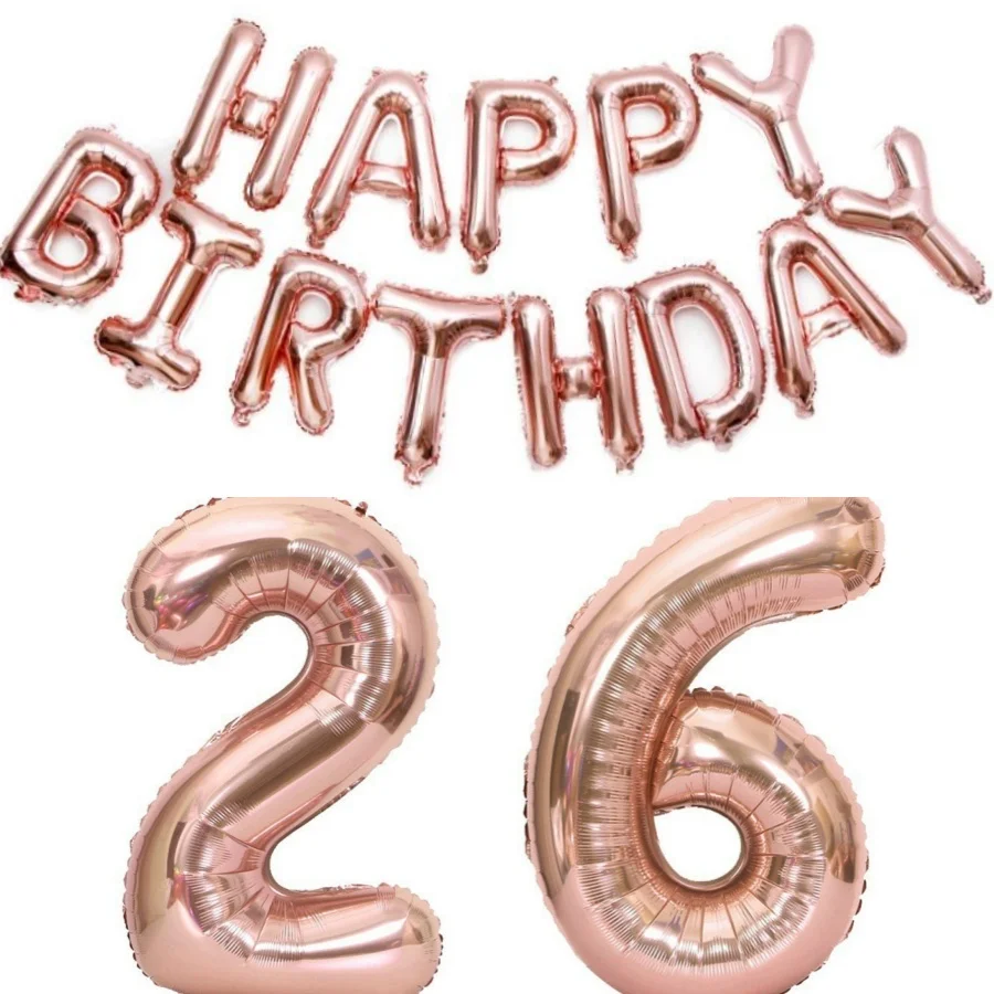15-teiliges Roségold 16-Zoll Happy Birthday Folienballons-Set + 32-Zoll Zahlen 13-80 - Partydekoration für Kinder und Erwachsene, Foto-Hintergrund – Detail 17