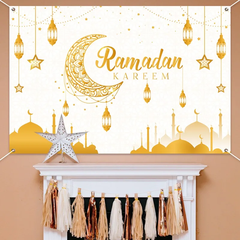 Eid Mubarak Background 2024 Kareem Ramadan Decoration for Home Islamic Muslim Party Supplies Ramadan Mubarak Decor Eid Al Adha