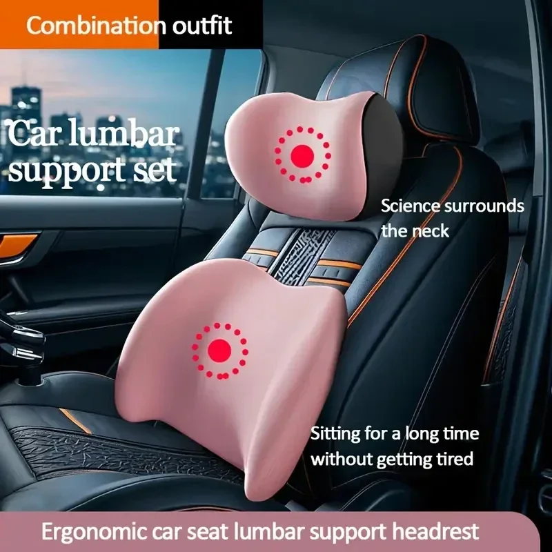 Universal Car Headrest Neck Support Pillow, Memory Foam Seat Cushion, Lumbar Back Cushion, Four-Season Neck Pillow for All Cars
