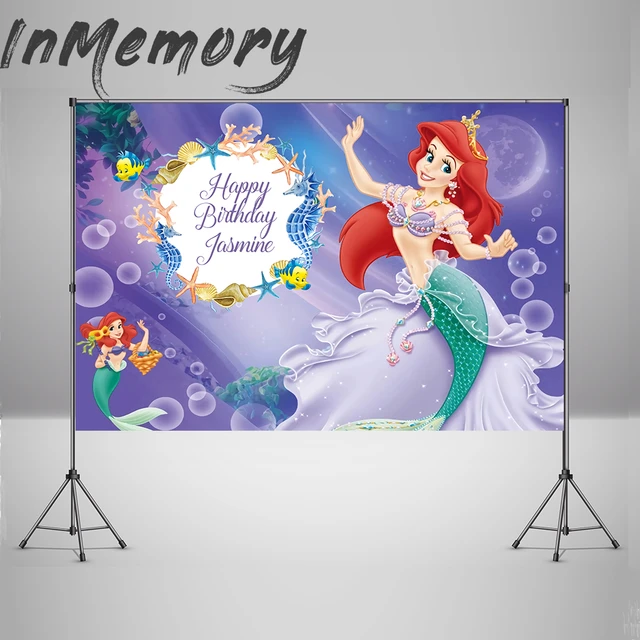 Fondo De La Sirenita Princesa Ariel, Decoración De Fiesta De Cumpleaños,  Cartel, Telón De Fotografía, Estudio Fotográfico Personalizado, Sesión  Fotográfica - Globos Y Accesorios - AliExpress