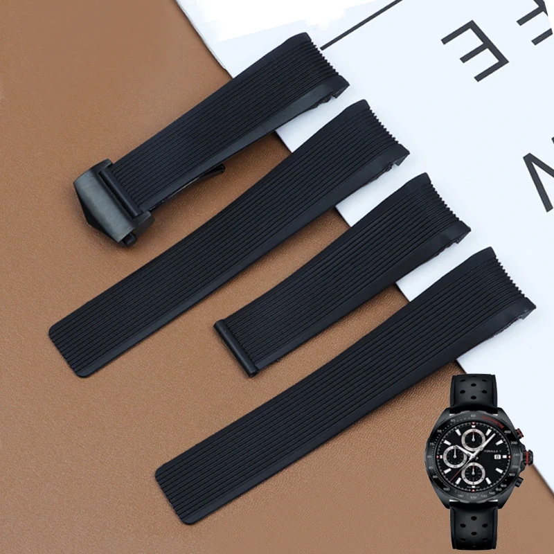 Cinturino In Gomma 24Mm Per Tag Heuer Grand Carrera Aquaracer Accessori Per Orologi Cinturino A Righe Cinturino In Silicone Catena Del Braccialetto De