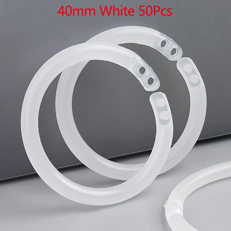50 Pcs 15/20/28/40mm Plastic Ring Binder DIY Albums Circle Loose-leaf Book Hoops Opening Office Binding Supplies Photo Album