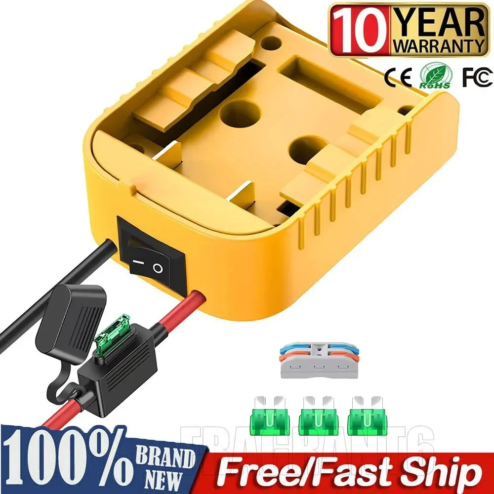 Power Wheels Adapter for Dewalt 20V Battery Adapter with Switch Fuse & Wire Terminals 12AWG Wire DIY Ride On Truck RC Car Toys battery connector keep your for makita lithium power tools performing well with these 5 battery adapter terminals