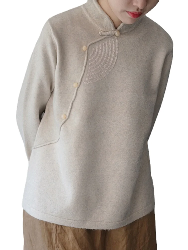 Sweater New Women's Loose Outer Wear Thick Retro Top Inner Tea Clothes Chinese Knitted Sweater