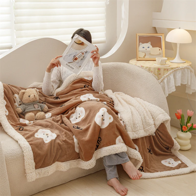 YanYangTian Plaid Warm Autumn Winter Cartoon Blanket Double woolen blanket Christmas Bedspread on the bed Sofa Cover Breathable