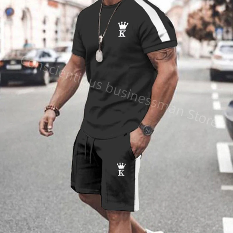 

2023 New Men Sets Tees Shorts Outfits Summer Men Clothing Street T-shirt Shorts Pants Suit 2 Piece 3D Print Oversized Tracksuit