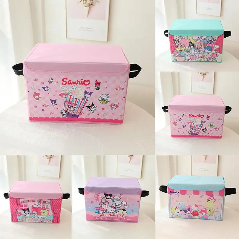 

Hello Kittys Cartoon Storage Box Kawaii Kuromi Cinnamoroll My Melody Cute High Capacity Fabric Portable Foldable Organizing Box