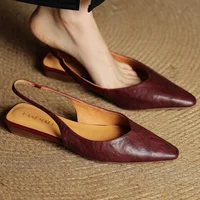 Danxuefei femmes en peau de mouton bout pointu slingback sandales plates à enfiler décontracté femme doux confortable chaussures d'été pour femme 3