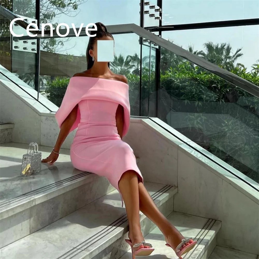 

Cenove Off The Shoulder Prom Dress Short Sleeves With Tea Length Evening Summer Elegant Party Dress For Women2023