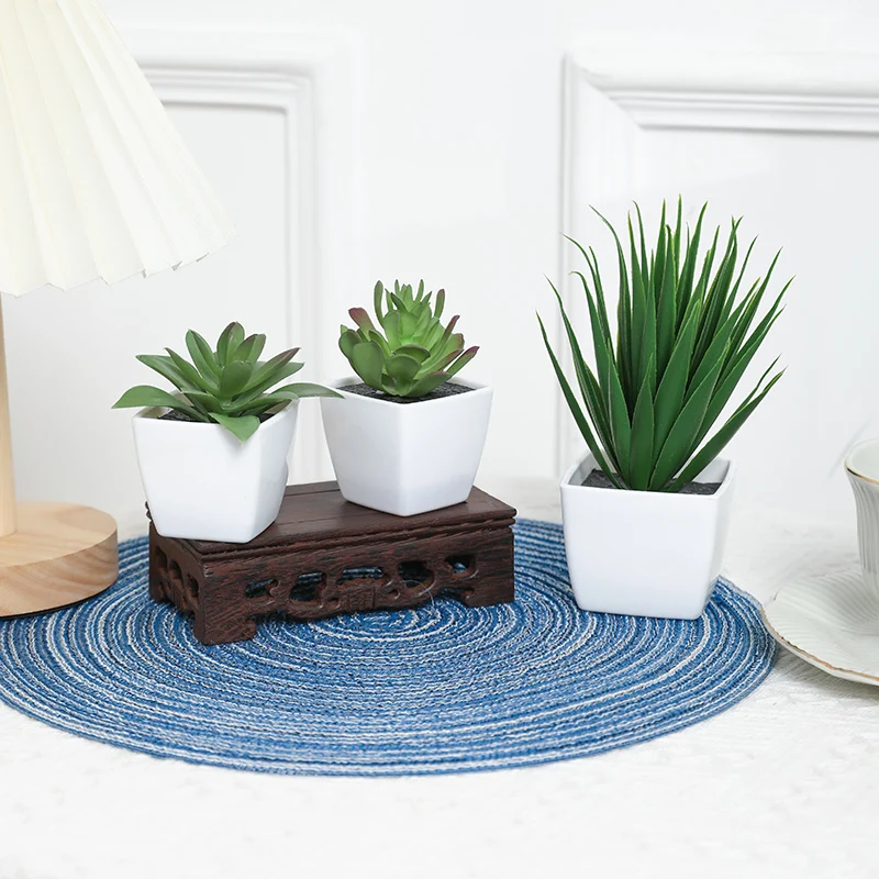 Trio of Decorative Faux Plants for Indoor and Outdoor Spaces