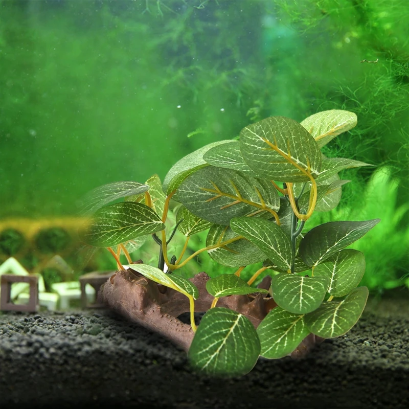 

Aquarium Decor Resin Driftwood Plastic Plants Green Leaves Fish for Tank Decorat New Dropship