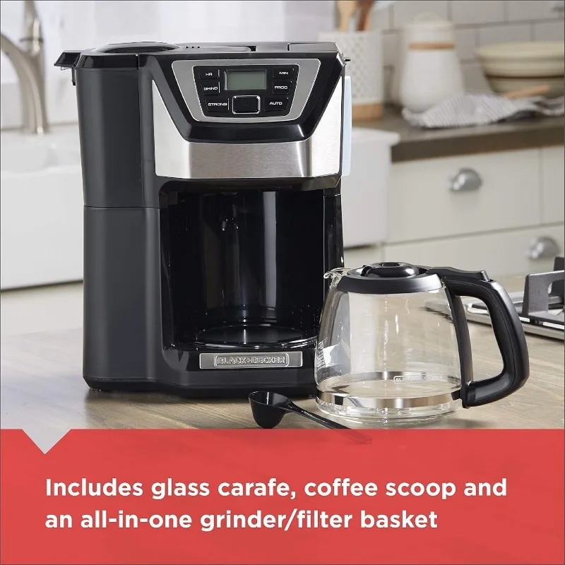 12-Cup Mill and Brew Coffee Maker, Automatic Grind and Brew Drip Coffee Machine, Programmable, Sneak-A-Cup, Reusable Filter 4