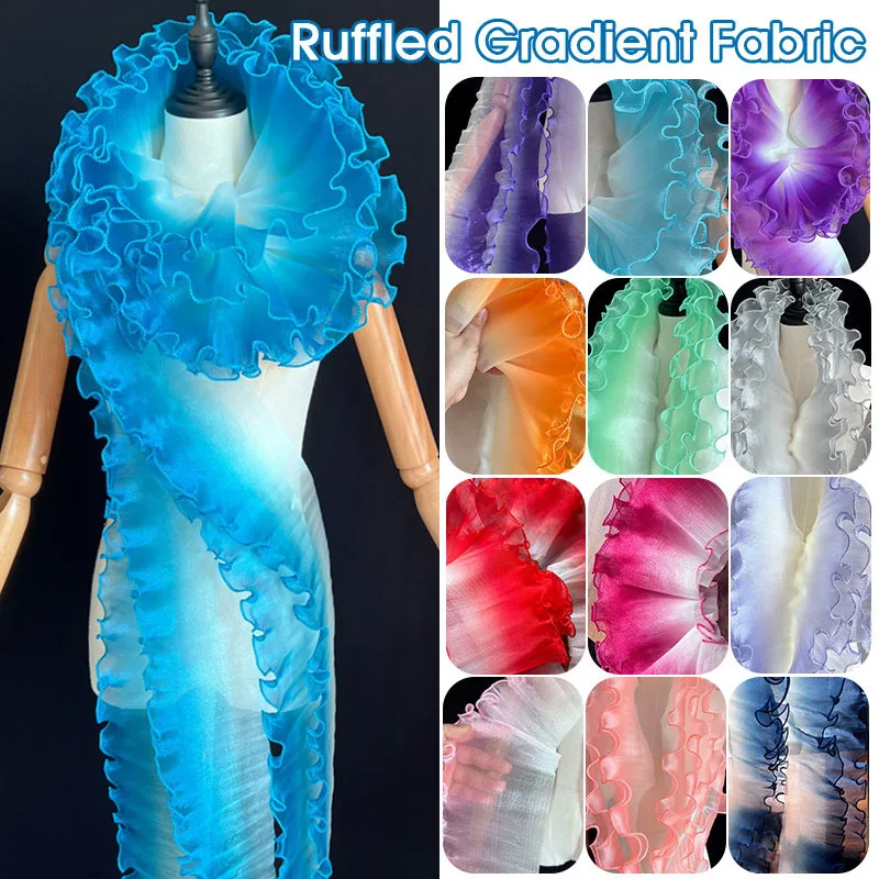 Plissierter Organza-Stoff mit Farbverlauf, Rüschen, 3D-Plissee-Organza-Stoff, DIY-Röcke, Hochzeitskleid (gerade Messlänge, 5 Yards) – Detail 2