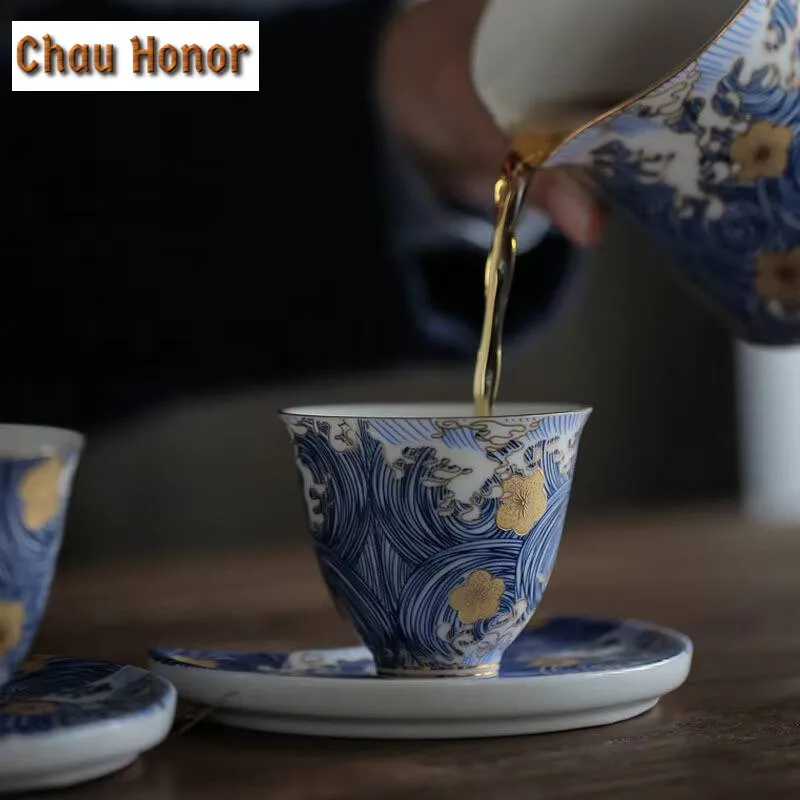 Exquisitel Enameled Color Kung Fu Tea Set Tea Cup Handmade Household Tea Making Ceramic Tea Bowl Master Cup Customized Drinkware