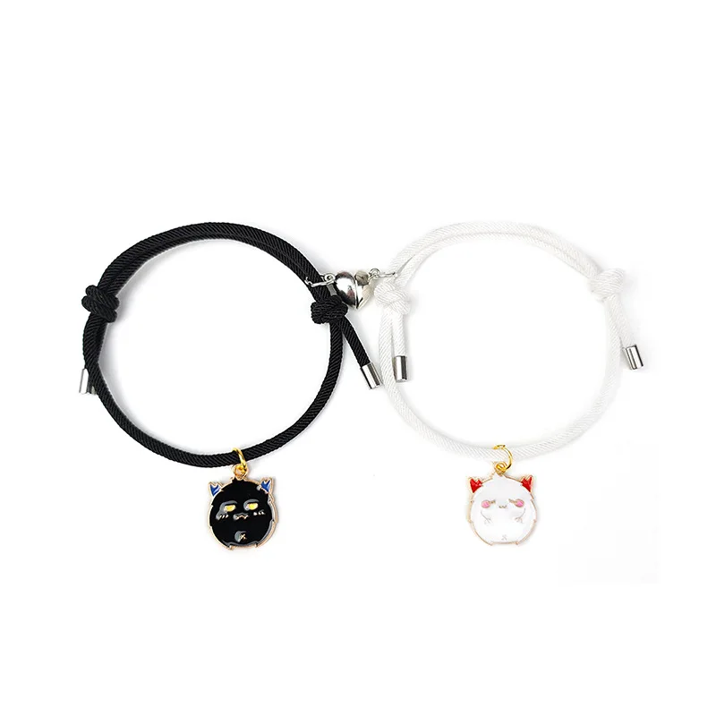 Romantic Couple Heart Magnetic Attracting Bracelets for Women 2PCS Cute Cartoon Ghost Pendant Bracelet Friendship Jewelry Gift magnetic bracelets women bracelet